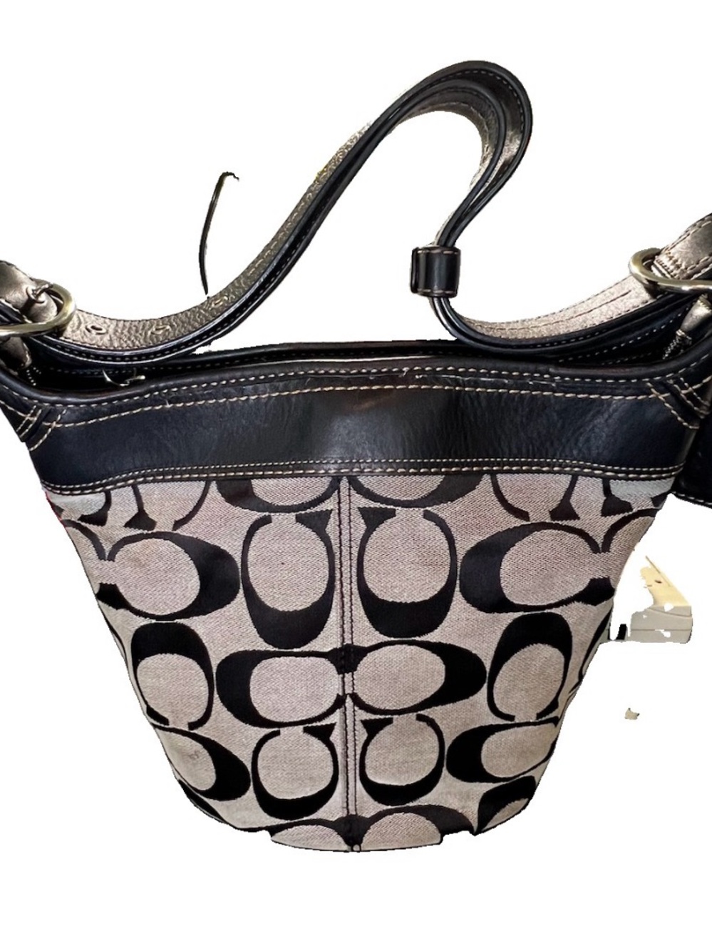 Coach Canvas Hobo Bag in Black and Beige Signature Print